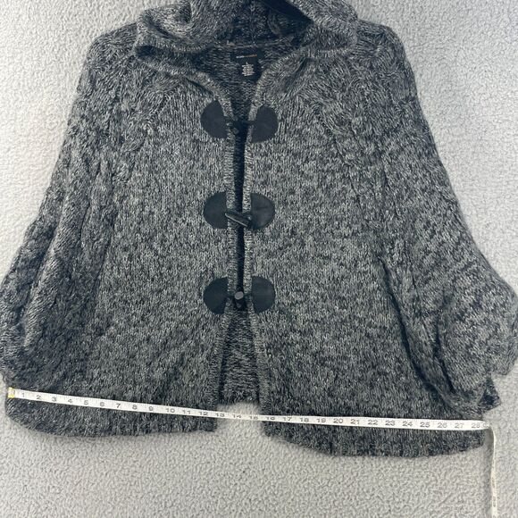 BCBG Maxazria Womens Cardigan Sweater Cape Wool Mohair Blend Grey Chunky L - Picture 4 of 13